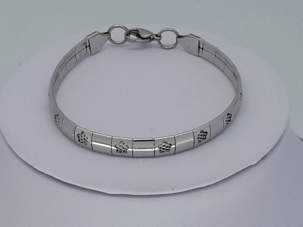 Omega ketting & armband, bloemetje, edelstaalset