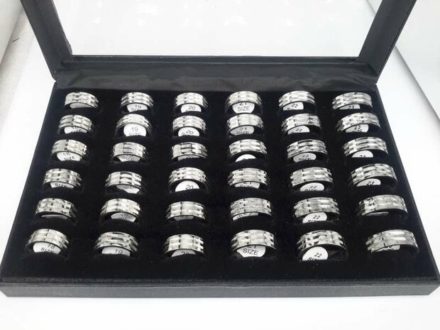 Edelstahl Ringe breit, 2 Schienen 12 Ebene, box 36st