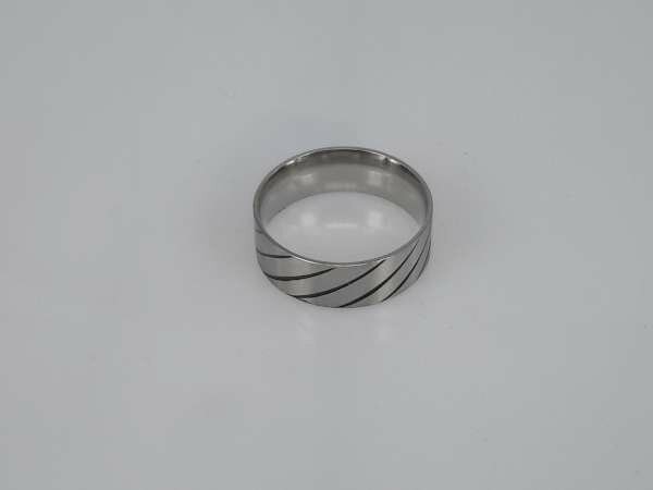 Edelstahl Ringe breit, zebra streifen, box 36st