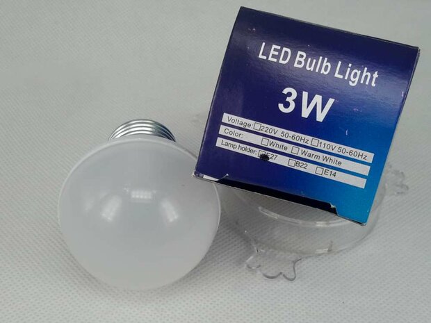 Ledlamp 3W warmwit, E27