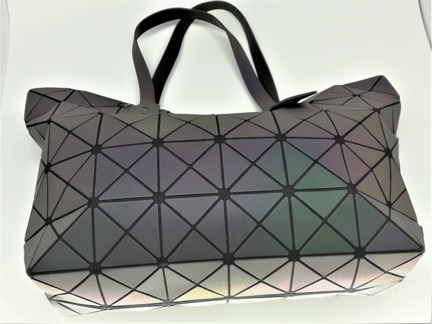 Holographische Schulter- handtasche, Triangels in a Square, beleuchtete geometrische Oberflächen