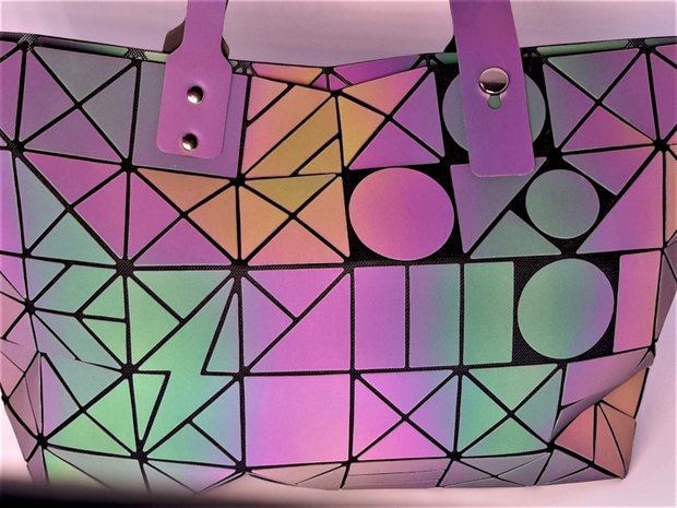 Holographische Schulter- handtasche, beleuchtete geometrische Oberflächen