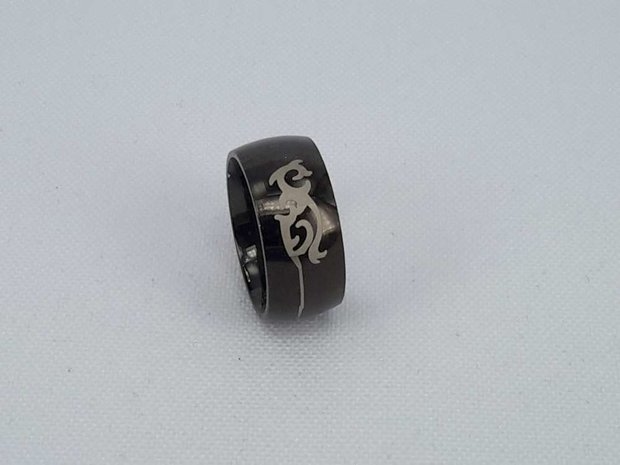 Edelstahl Jungen Ringe, Schwarz, Größe 15