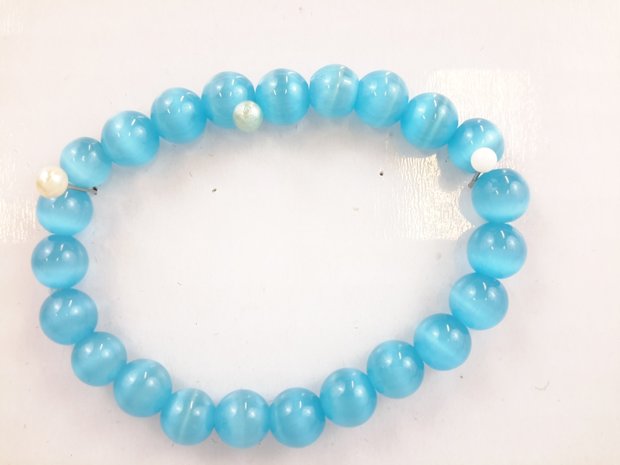 Armband katze-auge, blau, 23 Perle