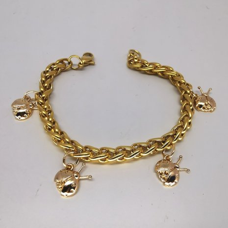 10 Set goldfarbener Marienkäfer Charm mit Ringen,