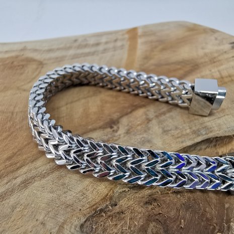 Armband 17cm, Doppel-VV-Glied, Druckverschluss, Edelstahl