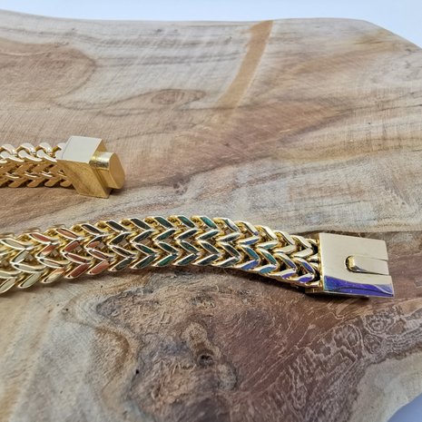 goldfarbene Armband 17cm, Doppel-VV-Glied, Druckverschluss, Edelstahl