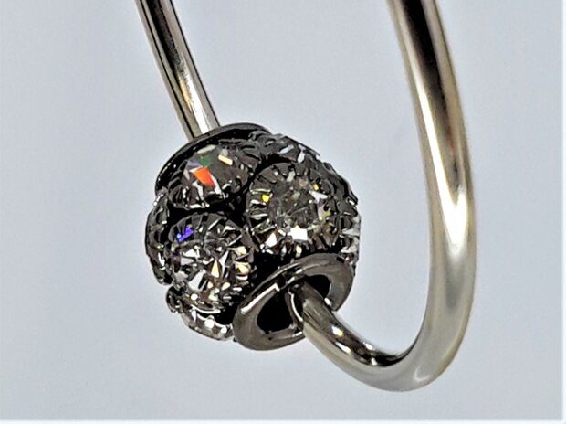 Ohrcreool, ring met französischer verschluss, zirkonia charm