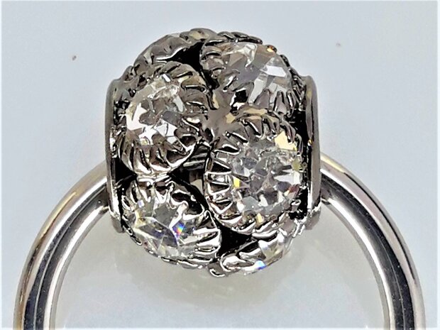 Ohrcreool, ring met französischer verschluss, zirkonia charm