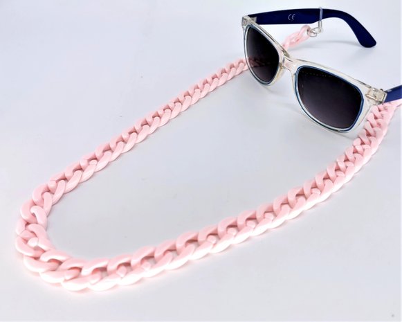 Trendy in fashion accessoires brillenkoord/ketting modieus Baby rosé kleur.