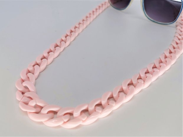 Trendy in fashion accessoires brillenkoord/ketting modieus Baby rosé kleur.