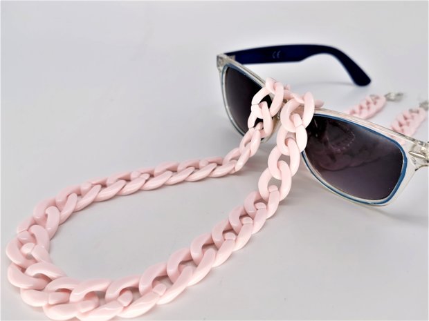 Trendy in fashion accessoires brillenkoord/ketting modieus Baby rosé kleur.