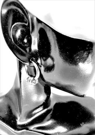 Ohrringe silberfarben 12 mm mit 3 Dekoringen Chirurgenstahl 316L.