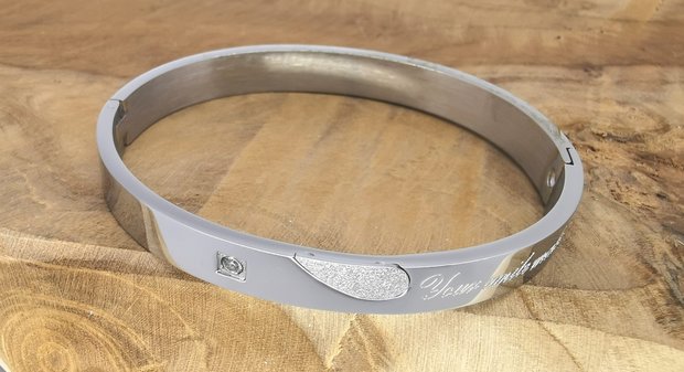 Sklavenarmband, your smile make me happy, kristall, Oval Edelstahl