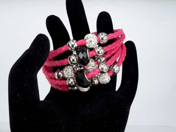 Armband, 5-teilig geflochten, Perlen und shamballa's