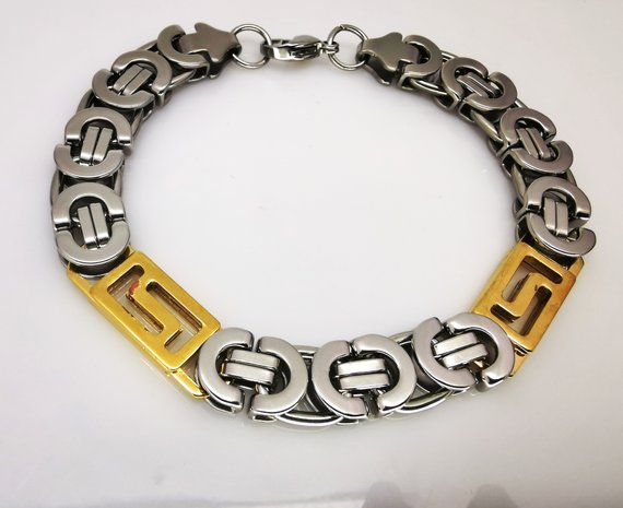Armband aus Edelstahl 316L Gold-und Silber Coarse Größe 22 und 24 cm