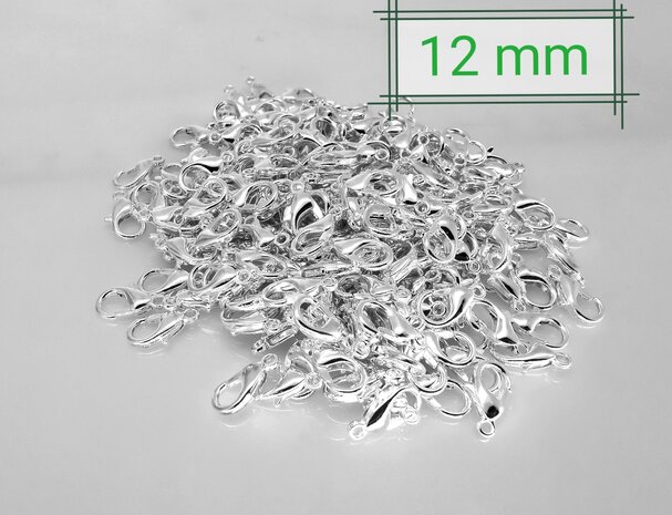 45 x Karabijn Sluiting Zilverkleur 12 mm Nikkelvrij