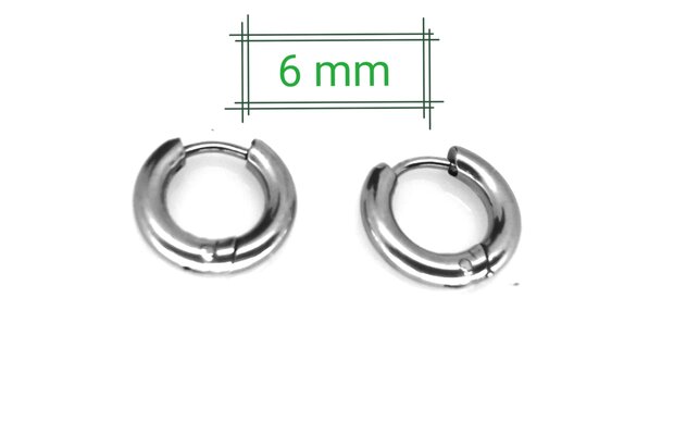 Mini Ohrringe 6mm - Chirurgenstahl - Silberfarbe,