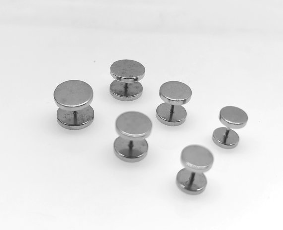 Studs-oorbellen-Ø 8 - 10 -12 mm edelstaal -cool-als fake plugs.