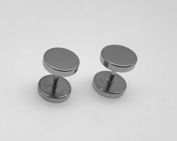 Studs-oorbellen-Ø 8 - 10 -12 mm edelstaal -cool-als fake plugs.