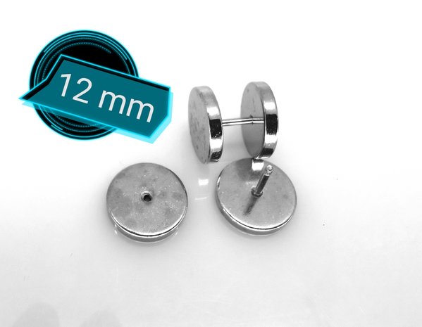 Studs-oorbellen-Ø 8 - 10 -12 mm edelstaal -cool-als fake plugs.