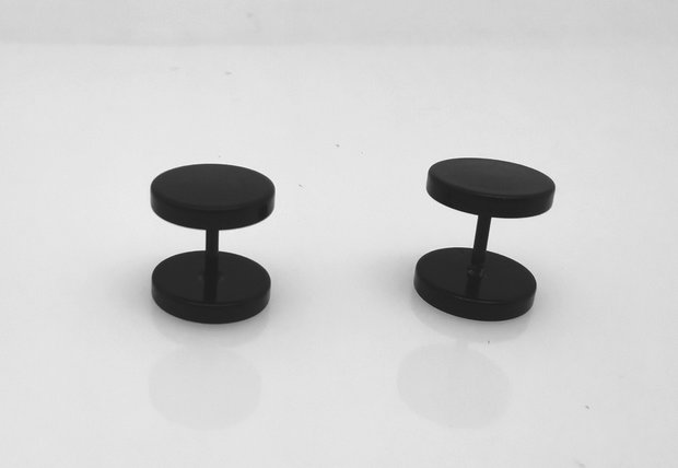 Schwarze Ohrstecker - Ø 8 - 10 -12 mm coole tiefschwarze Beschichtung - cool wie Fake Plugs.