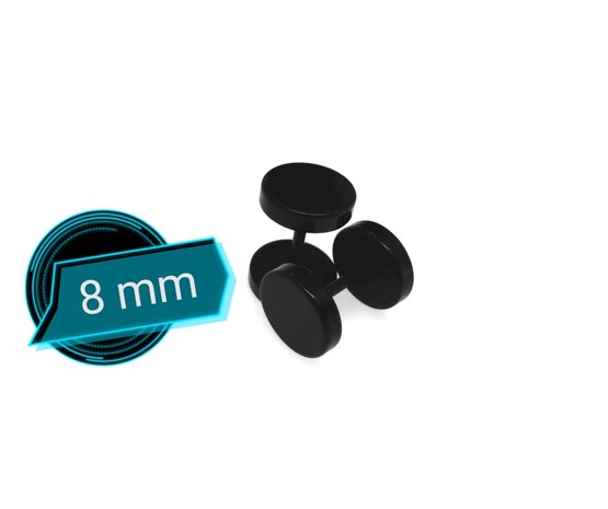 Schwarze Ohrstecker - Ø 8 - 10 -12 mm coole tiefschwarze Beschichtung - cool wie Fake Plugs.