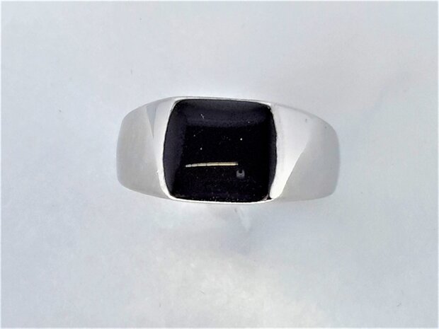 Zegel edelstaal ringen, zwart PVD coating