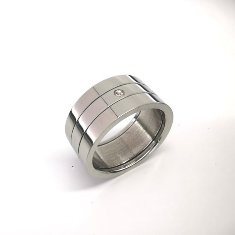 Edelstahl Ringe breit, super kleine zirkonia, box 36 st