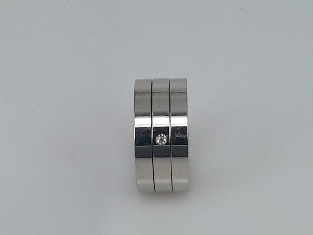 Edelstahl Ringe breit, super kleine zirkonia, box 36 st