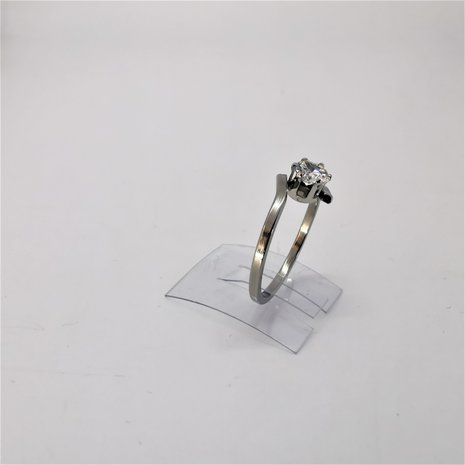Edelstaal Ringen zilverkleurig smal, 4mm zirkonia, doos 36 st