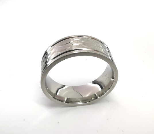 Edelstahl Ringe, silbernes wellenförmiges Muster, box 36st