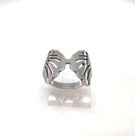 Edelstahl Ringe Silberring mit 2 Flügelmotiven, box 36 st