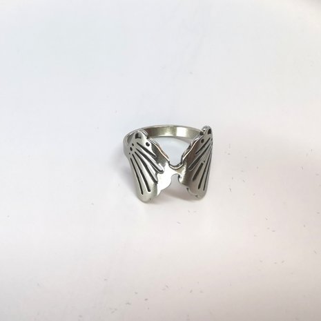 Edelstahl Ringe Silberring mit 2 Flügelmotiven, box 36 st