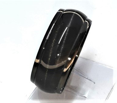 Ringe schwarz, 3d schwarz/grau Katzenauge, edelstahl, box 36st