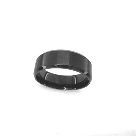 Titanium – RVS - Zwart – ring  gepolijst met mat uitvoering. doos 36st