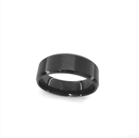 Titanium – RVS - Zwart – ring  gepolijst met mat uitvoering. doos 36st