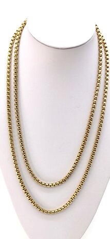 Robuste Jasseron-Halskette aus Edelstahl, goldfarben, 70 cm x 5 mm