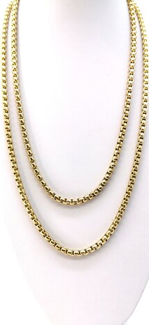 Robuste Jasseron-Halskette aus Edelstahl, goldfarben, 60 cm x 5 mm