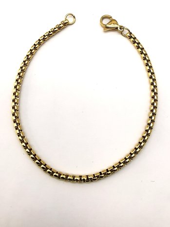 Edelstahl Goldfarbenes armband mit runden Gliedern Größe 19 cm.