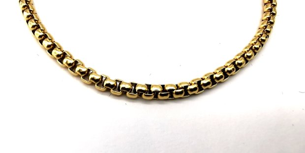 Edelstahl Goldfarbenes armband mit runden Gliedern Größe 19 cm.