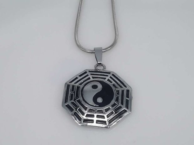 Edelstaal hanger Yin Yang in Esmerald web