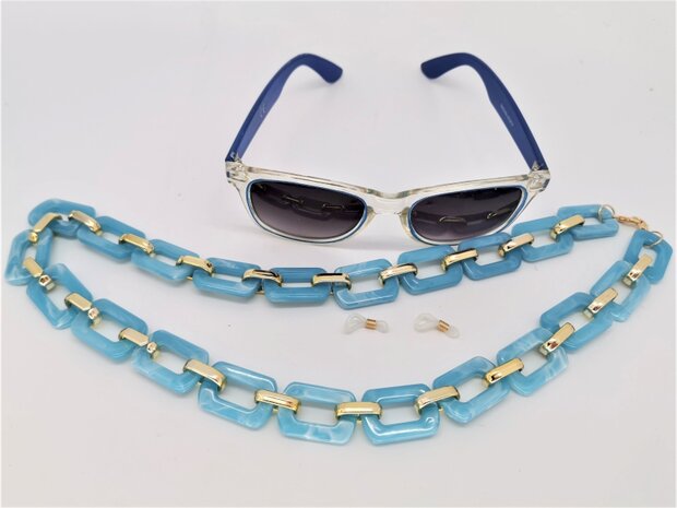 Trendy in fashion accessoires brillenkoord/ketting modieus Turquoise kleur.