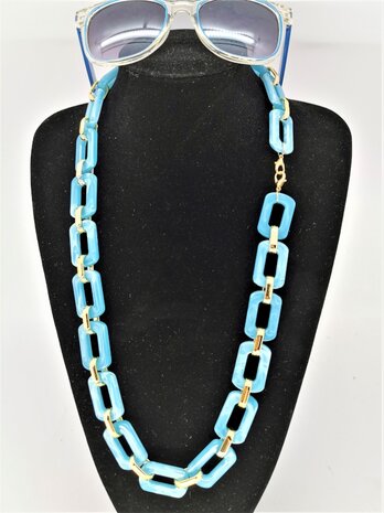 Trendy in fashion accessoires brillenkoord/ketting modieus Turquoise kleur.