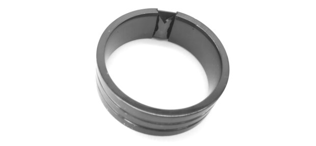 Chique - Zwarte - Stalen Ring met - Zwart Crystal maat 17 t/m 22
