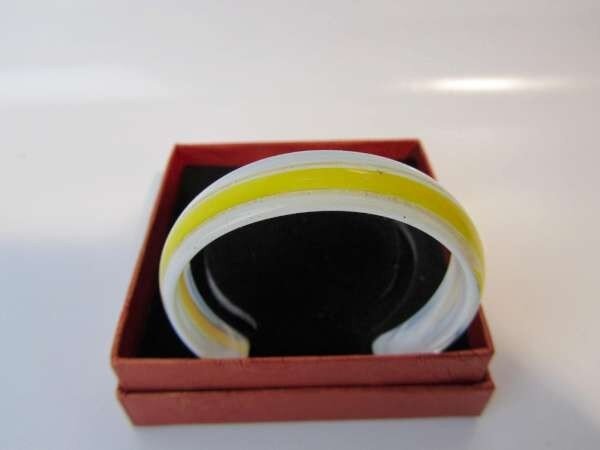 Murano armband, kleurencombinatie transparant, wit, goud, geel