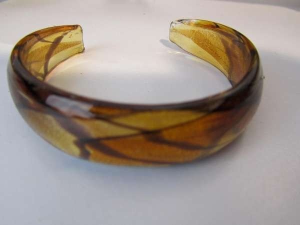 Murano armband, kleurencombinatie transparant, goud, bruin, oranje