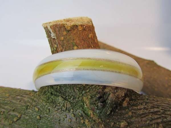 Murano armband, kleurencombinatie transparant, wit, goud, crème