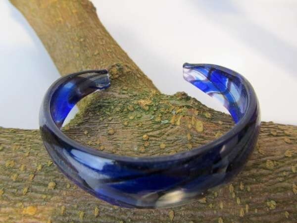 Murano armband, kleurencombinatie blauw, zilver en zwart