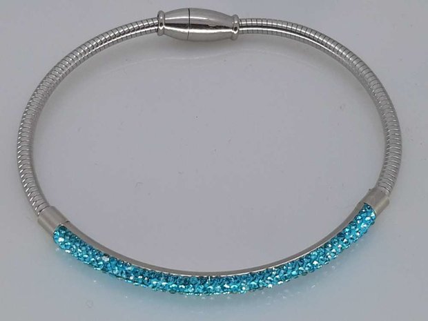 Flex Armband 18cm, Turquoise kleur, edelstaal